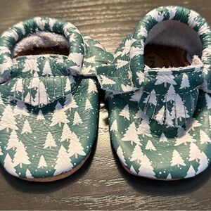 Freshly Picked Forest Green and White Moccasins